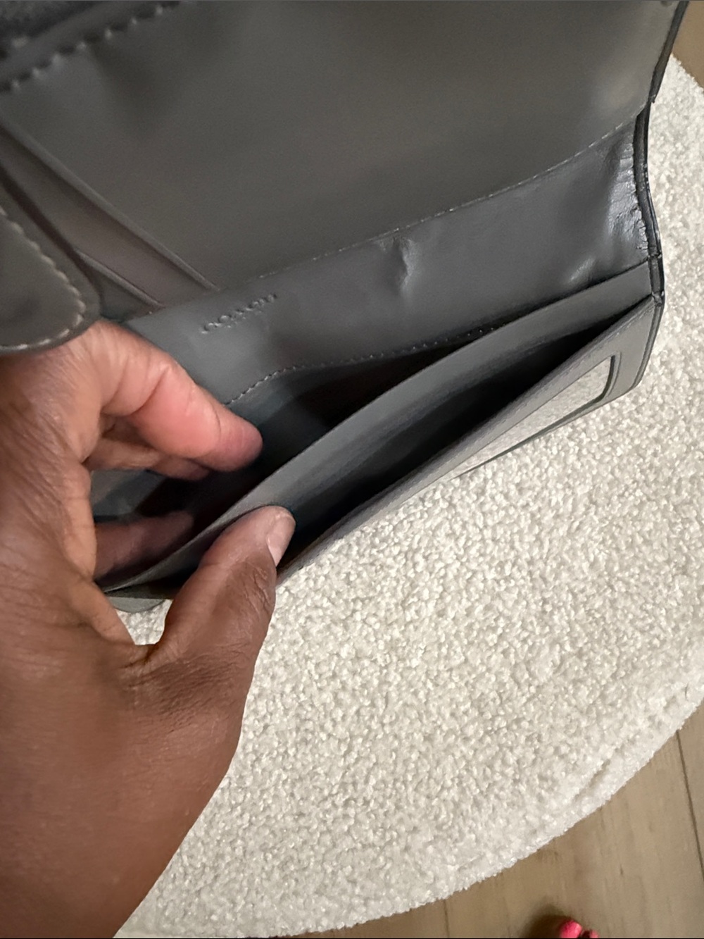 Coach Skinny Defined Calf Leather Light Gray Zip Wallet - Picture 10 of 11